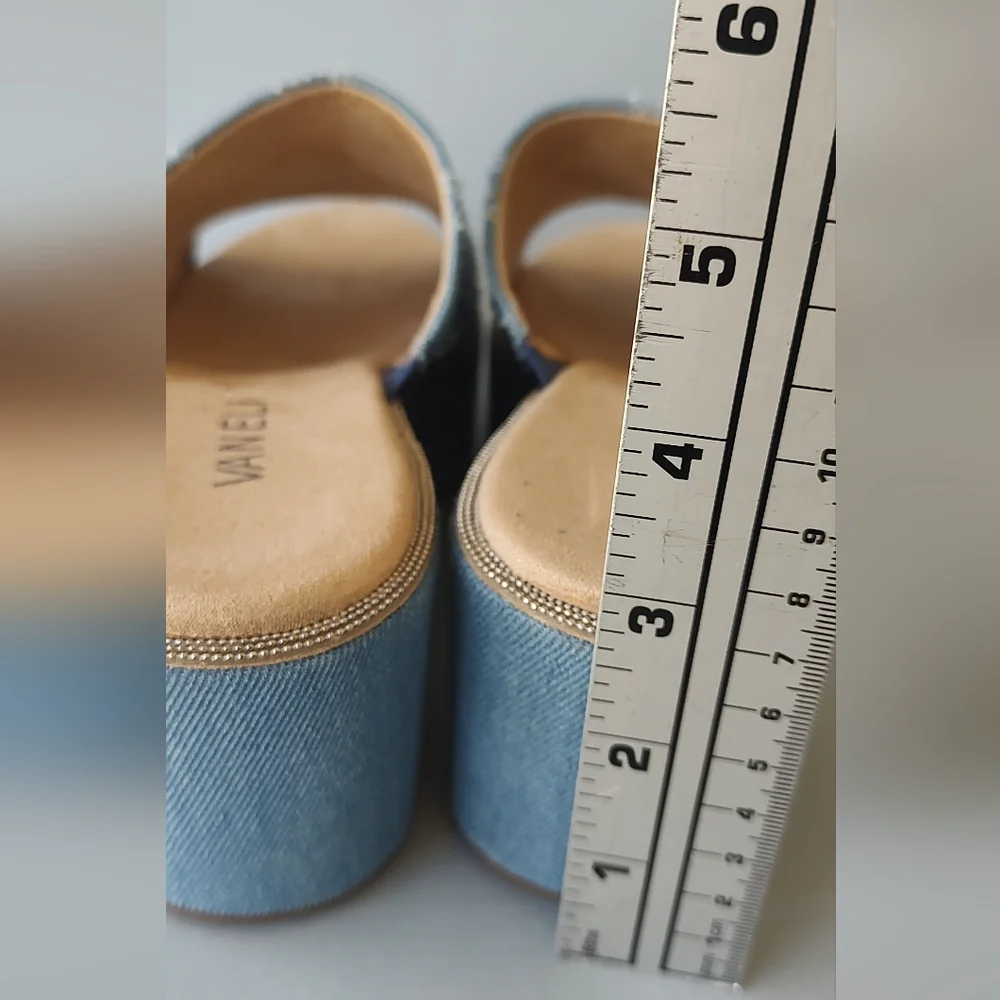 Platform Sandals Wedge Vaneli Blue Denim Women's